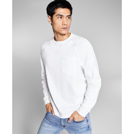  Men's Solid Fleece Sweatshirts, Off-White, Medium