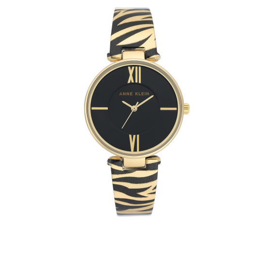  Women’s Gold-tone Animal Print Bangle Bracelet Watch 34mm, Black