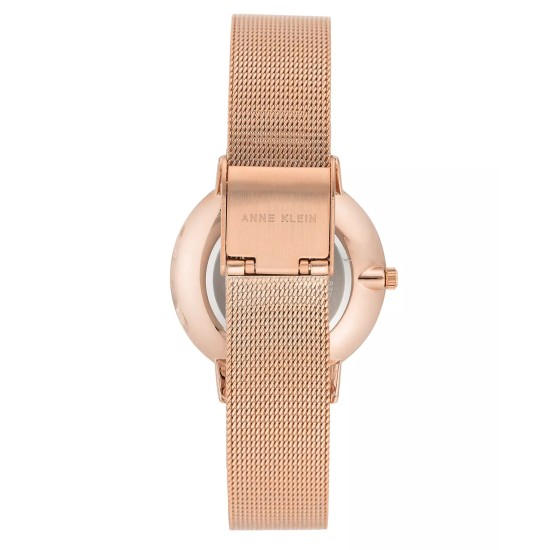  Women’s Rose Gold-Tone Stainless Steel Mesh Bracelet Watch 34mm