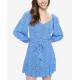 B Darlin Womens Juniors’ Printed A-Line Dress, Light Blue/7-8
