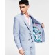  Men’s Slim-Fit Textured Linen Suit Separate Jacket, Light Blue, 38R