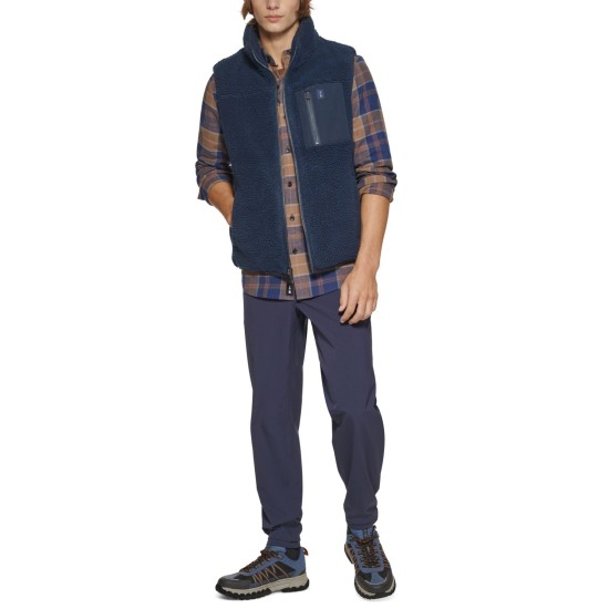  Men’s Coastal Regular-Fit Full-Zip Fleece Vest, Blue/XL