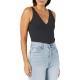  Jeans Women’s V-Neck Tank Bodysuit, Black, X-Large