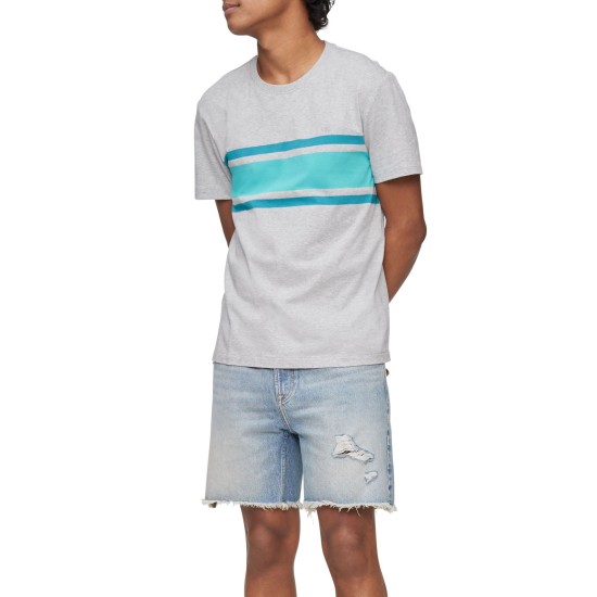  Men’s Chest Stripe T-Shirt, Gray/S