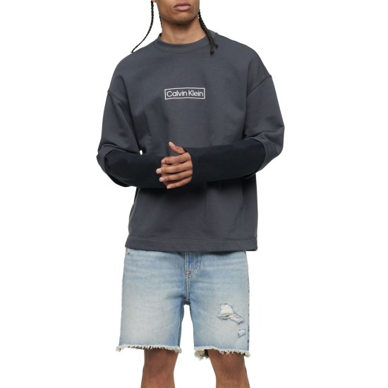  Men’s Double Layer Logo Sweatshirt, Dark Gray/M