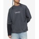  Men’s Double Layer Logo Sweatshirt, Dark Gray/M