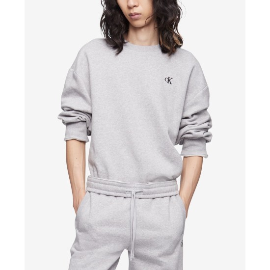  Men’s Relaxed Fit Archive Logo Fleece Sweatshirt, Light Gray/M