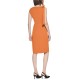  Womens Petite Bow Sheath Dress, Orange/2P