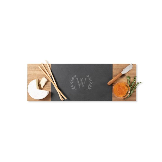 Cathy’s Concepts Personalized Slate & Acacia Charcuterie Board, Black