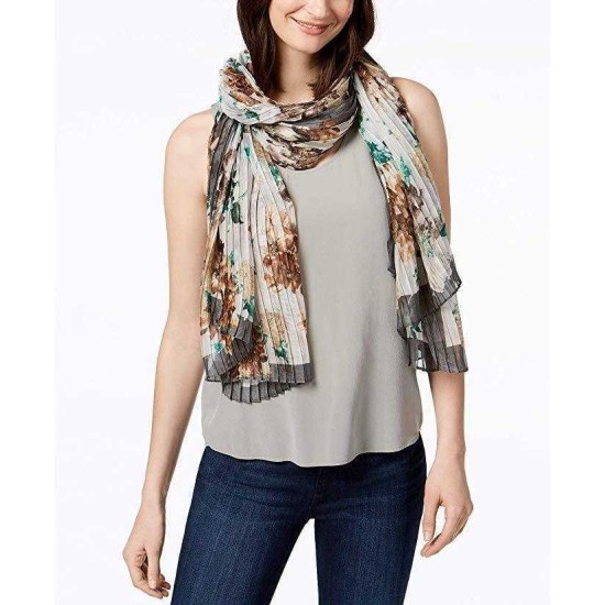  Degas Bouquet Pleated Scarf (Neutral, One Size)