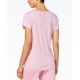 Womens Printed Cotton Knit Pajama T-Shirt, Pink, Large
