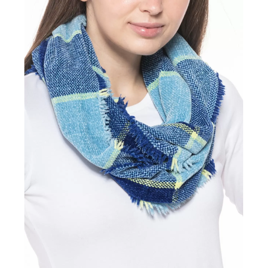 Woven Chenille Loop Scarf, Blue