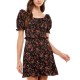 s Womens Juniors’ Floral-Print Back-Cutout Dress, Black/XXL