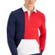  Men’s Colorblocked Rugby Shirt, Red, S