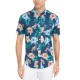  Men’s Dot Floral Tropical Print Short Sleeve Shirt, Navy Combo, Medium