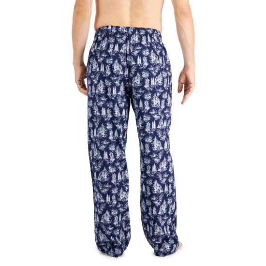  Men’s Flannel Print Pajama Pants, Navy Forest, Small