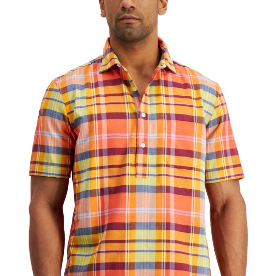  Men’s Popover Park Avenue Plaid Shirt, Orange Poppy, Small