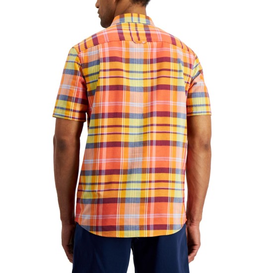  Men’s Popover Park Avenue Plaid Shirt, Orange Poppy, Small