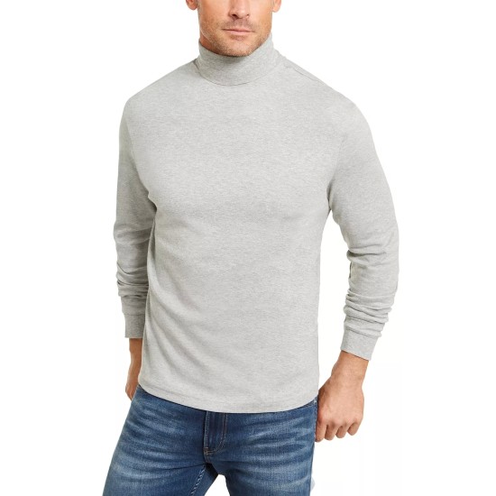  Men’s Solid Mock Neck Shirt, Grey Heather, Medium