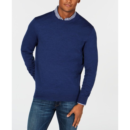  Men’s Sweater Small Crewneck Knit Pullover, Blue, Small