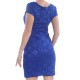  Women’s Petite Sequin-Embellished Lace Sheath Dress Cobalt, 8P