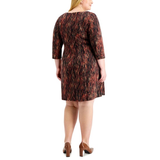  Womens Plus Size Printed Sheath Dress, Rustcopper/20W