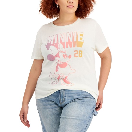  Trendy Plus Size Minnie Mouse-Graphic T-Shirt, Ivory/2X