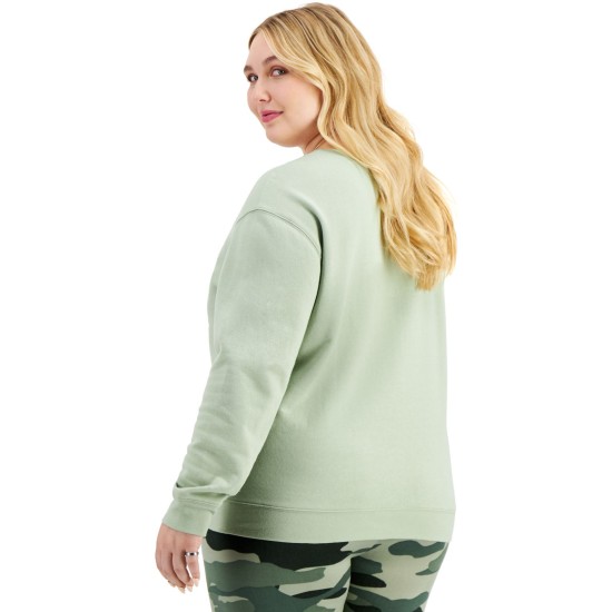  Trendy Plus Size Varsity Mickey Mouse-Graphic Sweatshirt, Mint, 2X