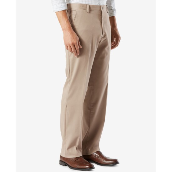  Mens Classic Fit Comfort Waist Khaki Pants,Dark Beige/40W x 29L