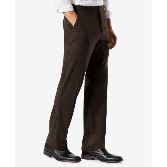  Men’s Easy Classic Fit Khaki Stretch Pants, Dark Brown 30W x 30L