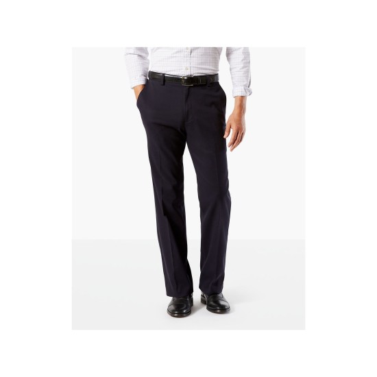  Men’s Easy Classic Fit Khaki Stretch Pants, Navy, 36 x 32