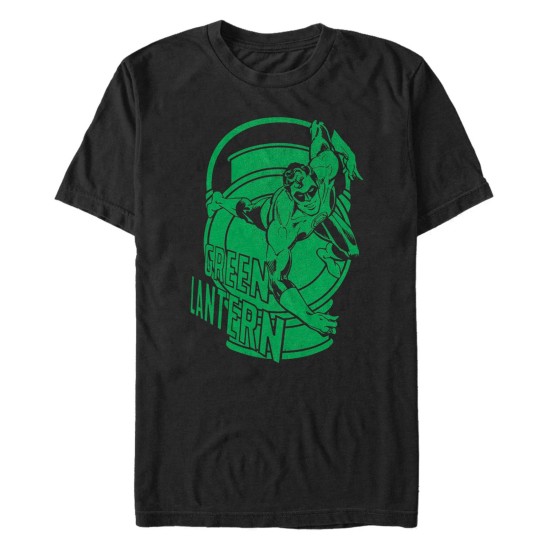  Dc Men’s Green Lantern Big Logo Short Sleeve T-Shirt, Black, Medium