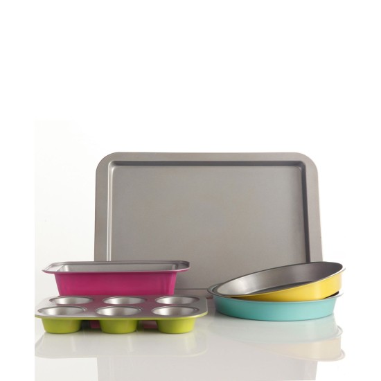  Color Splash Lyneham 5 Piece Non-Stick Steel Bakeware Set, Gray