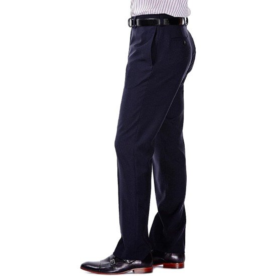 Mens Classic Fit Flat Front Repreve Dress Pants, Navy, 38x30