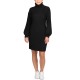  Juniors’ Turtleneck Sweater Dress, Black, X-Small