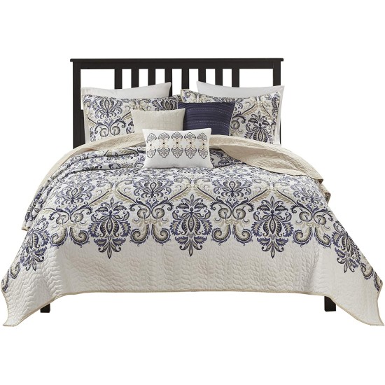  Cascade 6-Piece Quilted Coverlet Set,King/California