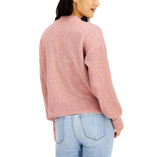  Juniors’ Mossy Choker Sweater  (Pink, M)
