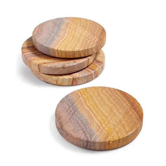  Sandstone Coasters, Set of 4, Brown