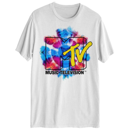  Men’s Mtv Logo Graphic T-Shirt, White, XXL
