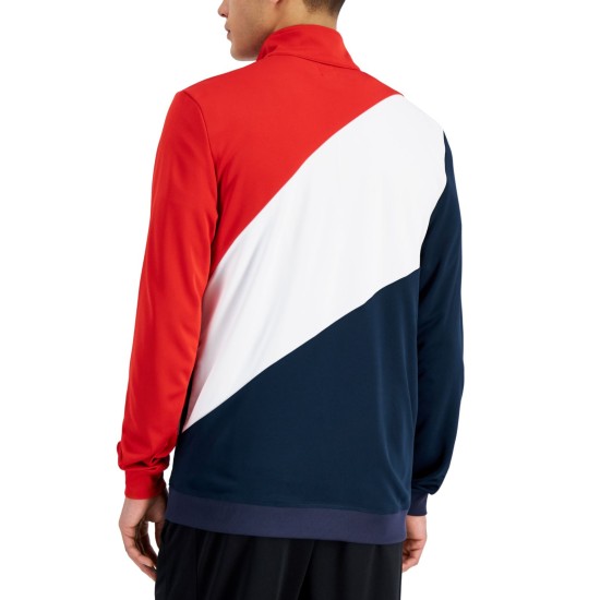  Men’s Regular-Fit Colorblocked Track Jacket, Red, XXX-Large