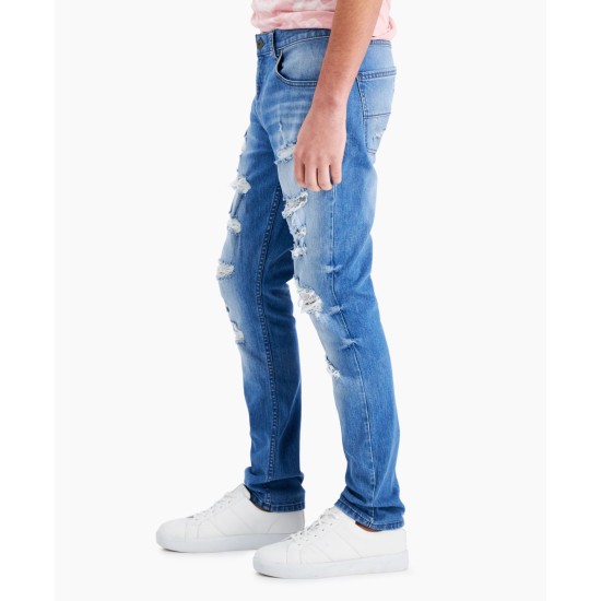  Men’s James Ripped Skinny Jeans, Light Wash, 34