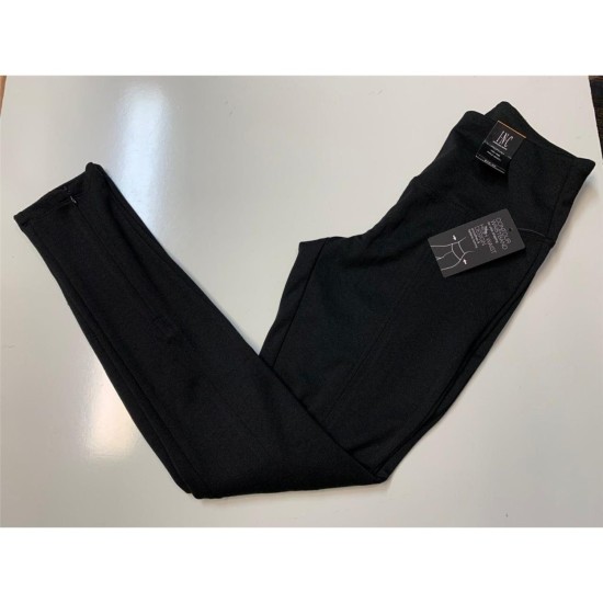  Women’s Front-Zip Ponte-Knit Leggings, Black, Small