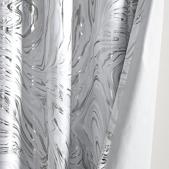  Natalia Printed Marble Metallic 100% Blackout Curtain 50x84 in