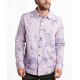  Mens Tie-Dye Point Collar Button-Down Shirt, Lavender Frost, Medium