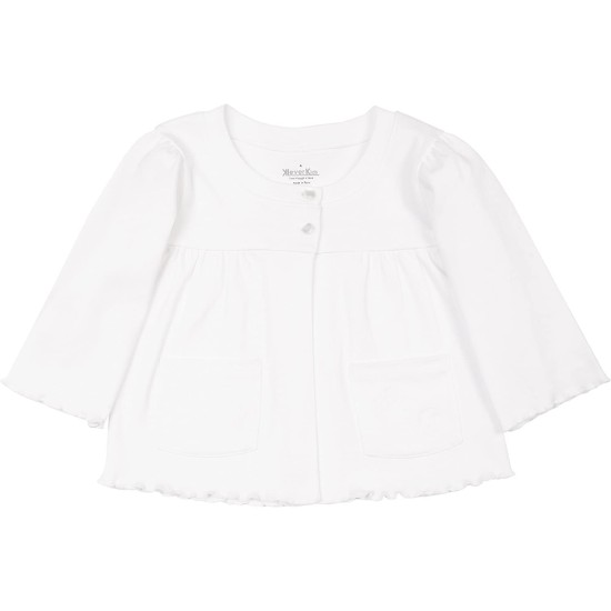  Toddler Girls Fashion Cardigan – Round Neck, Button Down Closure, White, 5