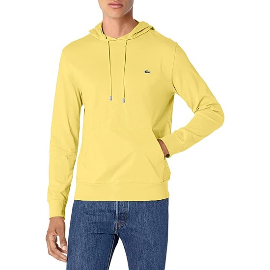  Mens Long Sleeve Hooded Jersey Cotton T-Shirt Hoodie, Napolitan Yellow, Medium