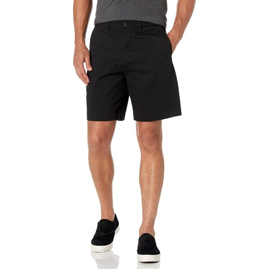  Men’s Regular Fit Cotton Gabardine Bermuda Shorts, Black, 38