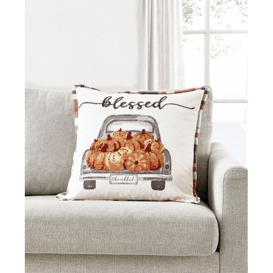  Blessed Truck Harvest Pumpkins Decorative Pillow, 20″ x 20″, Multi