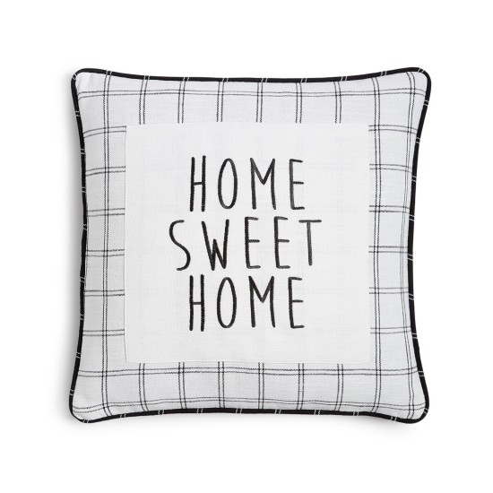  Home Sweet Home 20″ Square Decorative Pillow, Black/White