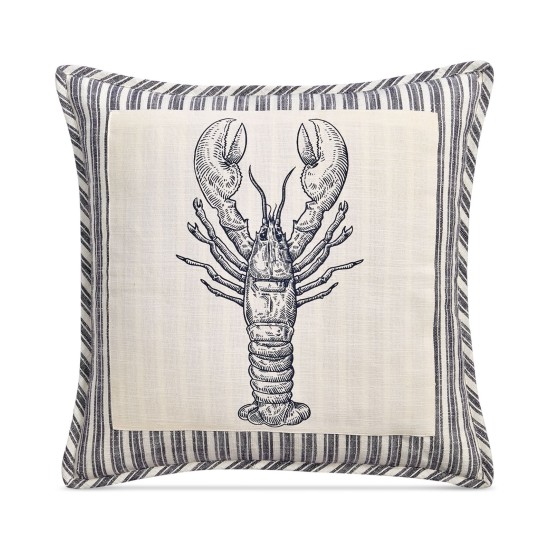  Lobster Patch Decorative Pillow,Navy, 20 X 20